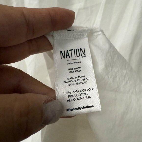 Nation LTD White Camille Easy Sun Dress Tiered Flutter Sleeve Midi Womens Medium - Picture 6 of 7